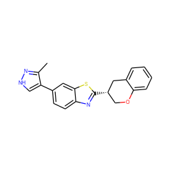 Cc1n[nH]cc1-c1ccc2nc([C@H]3COc4ccccc4C3)sc2c1 ZINC000049033635