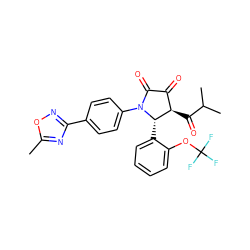 Cc1nc(-c2ccc(N3C(=O)C(=O)[C@@H](C(=O)C(C)C)[C@@H]3c3ccccc3OC(F)(F)F)cc2)no1 ZINC000169695761