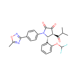Cc1nc(-c2ccc(N3C(=O)C(=O)[C@@H](C(=O)C(C)C)[C@@H]3c3ccccc3OC(F)F)cc2)no1 ZINC000169695757