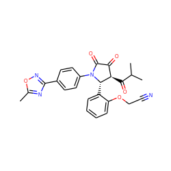 Cc1nc(-c2ccc(N3C(=O)C(=O)[C@@H](C(=O)C(C)C)[C@@H]3c3ccccc3OCC#N)cc2)no1 ZINC000169696445