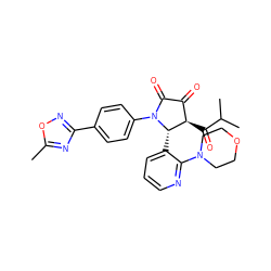 Cc1nc(-c2ccc(N3C(=O)C(=O)[C@@H](C(=O)C(C)C)[C@@H]3c3cccnc3N3CCOCC3)cc2)no1 ZINC000169696501