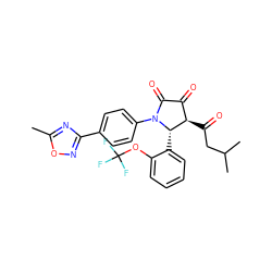 Cc1nc(-c2ccc(N3C(=O)C(=O)[C@@H](C(=O)CC(C)C)[C@@H]3c3ccccc3OC(F)(F)F)cc2)no1 ZINC000169695781