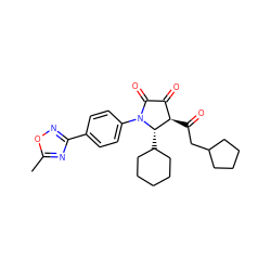 Cc1nc(-c2ccc(N3C(=O)C(=O)[C@@H](C(=O)CC4CCCC4)[C@@H]3C3CCCCC3)cc2)no1 ZINC000169696176