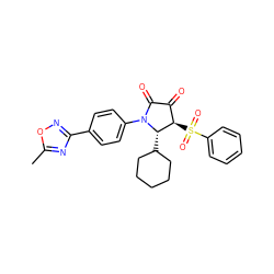 Cc1nc(-c2ccc(N3C(=O)C(=O)[C@@H](S(=O)(=O)c4ccccc4)[C@@H]3C3CCCCC3)cc2)no1 ZINC000169696409