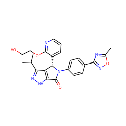 Cc1nc(-c2ccc(N3C(=O)c4[nH]nc(C(C)C)c4[C@@H]3c3cccnc3OCCO)cc2)no1 ZINC000096177054