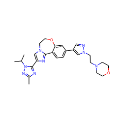 Cc1nc(-c2cn3c(n2)-c2ccc(-c4cnn(CCN5CCOCC5)c4)cc2OCC3)n(C(C)C)n1 ZINC000096270817