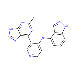 Cc1nc(-c2cnccc2Nc2cccc3[nH]ncc23)c2nc[nH]c2n1 ZINC000113237691