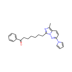 Cc1nc(CCCCCCC(=O)c2ccccc2)n2nc(-n3cccc3)ccc12 ZINC000005891732