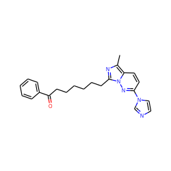 Cc1nc(CCCCCCC(=O)c2ccccc2)n2nc(-n3ccnc3)ccc12 ZINC000001537824