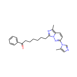 Cc1nc(CCCCCCC(=O)c2ccccc2)n2nc(-n3cncc3C)ccc12 ZINC000005892932