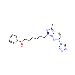 Cc1nc(CCCCCCC(=O)c2ccccc2)n2nc(-n3cnnc3)ccc12 ZINC000005891751