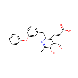 Cc1nc(Cc2cccc(Oc3ccccc3)c2)c(/C=C/C(=O)O)c(C=O)c1O ZINC000103242027