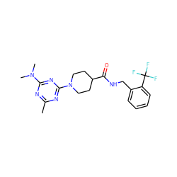 Cc1nc(N(C)C)nc(N2CCC(C(=O)NCc3ccccc3C(F)(F)F)CC2)n1 ZINC000096271669