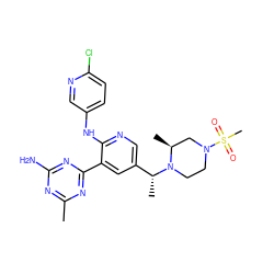 Cc1nc(N)nc(-c2cc([C@@H](C)N3CCN(S(C)(=O)=O)C[C@@H]3C)cnc2Nc2ccc(Cl)nc2)n1 ZINC000113233629