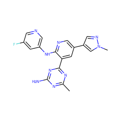 Cc1nc(N)nc(-c2cc(-c3cnn(C)c3)cnc2Nc2cncc(F)c2)n1 ZINC000113155328