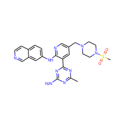 Cc1nc(N)nc(-c2cc(CN3CCN(S(C)(=O)=O)CC3)cnc2Nc2ccc3ccncc3c2)n1 ZINC000113239024