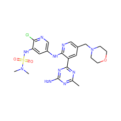 Cc1nc(N)nc(-c2cc(CN3CCOCC3)cnc2Nc2cnc(Cl)c(NS(=O)(=O)N(C)C)c2)n1 ZINC000095559764
