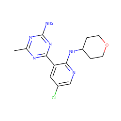 Cc1nc(N)nc(-c2cc(Cl)cnc2NC2CCOCC2)n1 ZINC000113151756