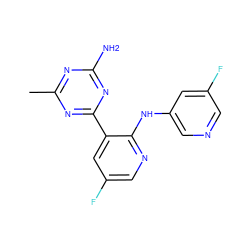 Cc1nc(N)nc(-c2cc(F)cnc2Nc2cncc(F)c2)n1 ZINC000113151462