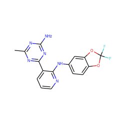 Cc1nc(N)nc(-c2cccnc2Nc2ccc3c(c2)OC(F)(F)O3)n1 ZINC000113237189