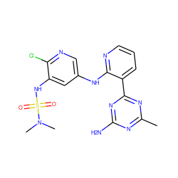 Cc1nc(N)nc(-c2cccnc2Nc2cnc(Cl)c(NS(=O)(=O)N(C)C)c2)n1 ZINC000095563377