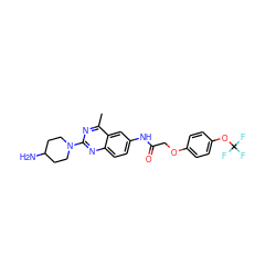 Cc1nc(N2CCC(N)CC2)nc2ccc(NC(=O)COc3ccc(OC(F)(F)F)cc3)cc12 ZINC000038211375