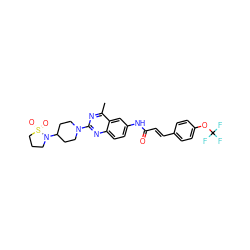 Cc1nc(N2CCC(N3CCCS3(=O)=O)CC2)nc2ccc(NC(=O)/C=C/c3ccc(OC(F)(F)F)cc3)cc12 ZINC000084596720