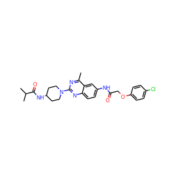 Cc1nc(N2CCC(NC(=O)C(C)C)CC2)nc2ccc(NC(=O)COc3ccc(Cl)cc3)cc12 ZINC000084618470