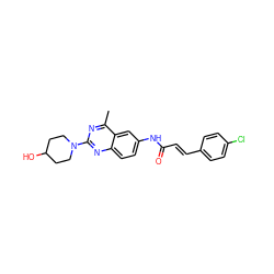 Cc1nc(N2CCC(O)CC2)nc2ccc(NC(=O)/C=C/c3ccc(Cl)cc3)cc12 ZINC000084618677