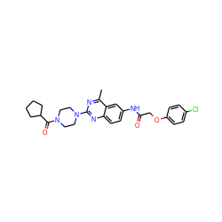 Cc1nc(N2CCN(C(=O)C3CCCC3)CC2)nc2ccc(NC(=O)COc3ccc(Cl)cc3)cc12 ZINC000084596561