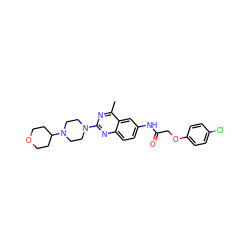 Cc1nc(N2CCN(C3CCOCC3)CC2)nc2ccc(NC(=O)COc3ccc(Cl)cc3)cc12 ZINC000084616751