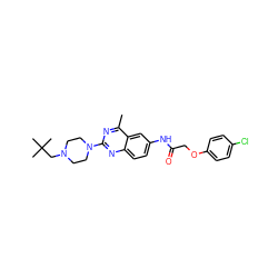 Cc1nc(N2CCN(CC(C)(C)C)CC2)nc2ccc(NC(=O)COc3ccc(Cl)cc3)cc12 ZINC000084596544