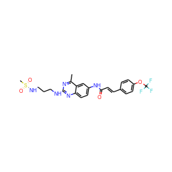 Cc1nc(NCCCNS(C)(=O)=O)nc2ccc(NC(=O)/C=C/c3ccc(OC(F)(F)F)cc3)cc12 ZINC000084618695