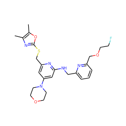 Cc1nc(SCc2cc(N3CCOCC3)cc(NCc3cccc(COCCF)n3)n2)oc1C ZINC000045244991