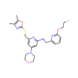 Cc1nc(SCc2cc(N3CCOCC3)cc(NCc3cccc(OCCF)n3)n2)oc1C ZINC000045261172