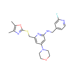 Cc1nc(SCc2cc(N3CCOCC3)cc(NCc3ccnc(F)c3)n2)oc1C ZINC000045318223