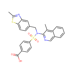 Cc1nc2cc(CN(c3ncc4ccccc4c3C)S(=O)(=O)c3ccc(C(=O)O)cc3)ccc2s1 ZINC000261107344