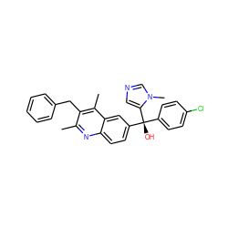 Cc1nc2ccc([C@@](O)(c3ccc(Cl)cc3)c3cncn3C)cc2c(C)c1Cc1ccccc1 ZINC000219517218