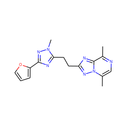 Cc1ncc(C)n2nc(CCc3nc(-c4ccco4)nn3C)nc12 ZINC000072315019