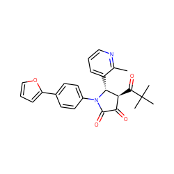 Cc1ncccc1[C@@H]1[C@@H](C(=O)C(C)(C)C)C(=O)C(=O)N1c1ccc(-c2ccco2)cc1 ZINC000169695173