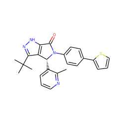 Cc1ncccc1[C@@H]1c2c(C(C)(C)C)n[nH]c2C(=O)N1c1ccc(-c2cccs2)cc1 ZINC000096177129