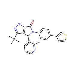 Cc1ncccc1[C@@H]1c2c(C(C)(C)C)n[nH]c2C(=O)N1c1ccc(-c2ccsc2)cc1 ZINC000096177131