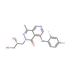Cc1nn(C[C@@H](O)CO)c(=O)c2c(Nc3ccc(I)cc3F)cncc12 ZINC000169337244