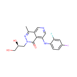 Cc1nn(C[C@H](O)CO)c(=O)c2c(Nc3ccc(I)cc3F)cncc12 ZINC000169337243