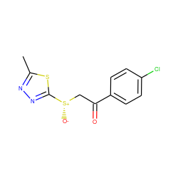 Cc1nnc([S@@+]([O-])CC(=O)c2ccc(Cl)cc2)s1 ZINC000169327162