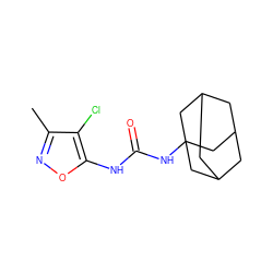 Cc1noc(NC(=O)NC23CC4CC(CC(C4)C2)C3)c1Cl ZINC000096271177
