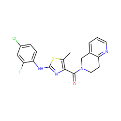 Cc1sc(Nc2ccc(Cl)cc2F)nc1C(=O)N1CCc2ncccc2C1 ZINC000096283018