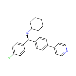 Clc1ccc([C@@H](NC2CCCCC2)c2ccc(-c3ccncc3)cc2)cc1 ZINC000103265749