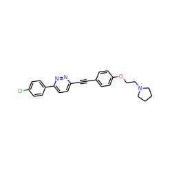 Clc1ccc(-c2ccc(C#Cc3ccc(OCCN4CCCC4)cc3)nn2)cc1 ZINC000118646019