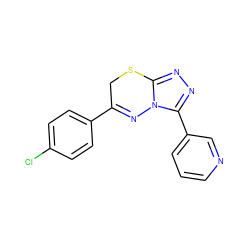 Clc1ccc(C2=Nn3c(nnc3-c3cccnc3)SC2)cc1 ZINC000000523712